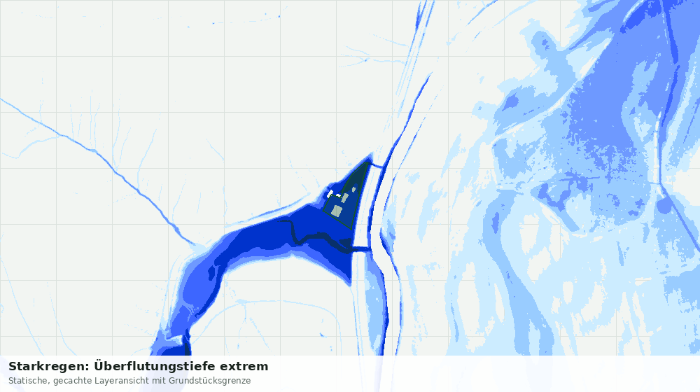 Statische Kartenansicht: Starkregen: Überflutungstiefe extrem