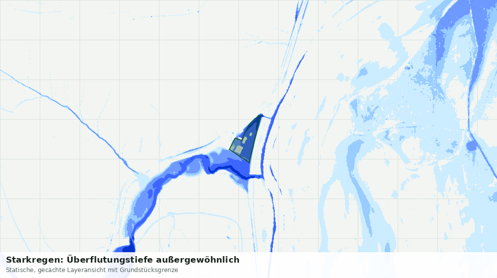 Statische Kartenansicht: Starkregen: Überflutungstiefe außergewöhnlich