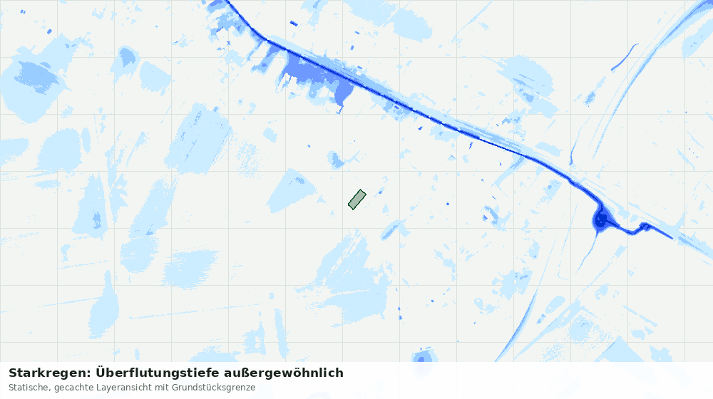 Statische Kartenansicht: Starkregen: Überflutungstiefe außergewöhnlich