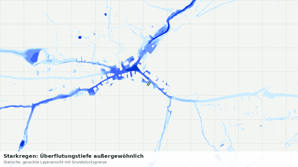 Statische Kartenansicht: Starkregen: Überflutungstiefe außergewöhnlich