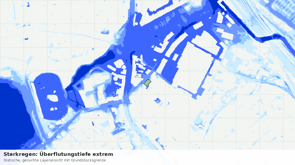 Statische Kartenansicht: Starkregen: Überflutungstiefe extrem