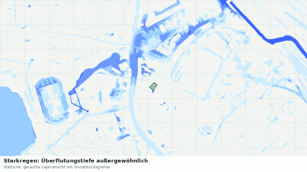 Statische Kartenansicht: Starkregen: Überflutungstiefe außergewöhnlich