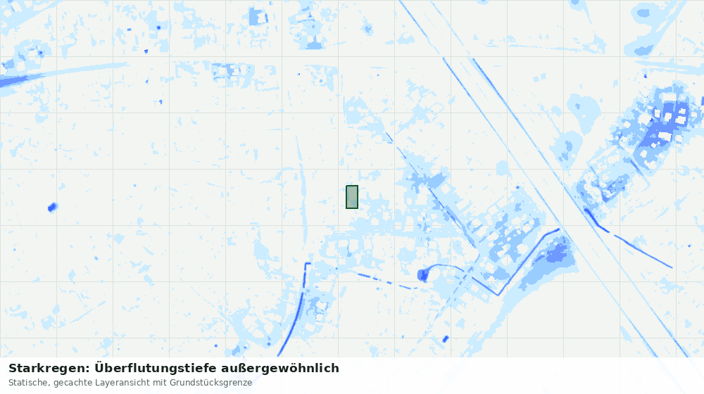 Statische Kartenansicht: Starkregen: Überflutungstiefe außergewöhnlich