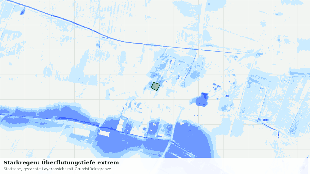 Statische Kartenansicht: Starkregen: Überflutungstiefe extrem