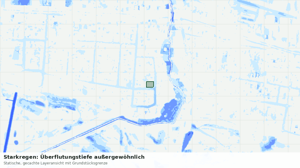 Statische Kartenansicht: Starkregen: Überflutungstiefe außergewöhnlich