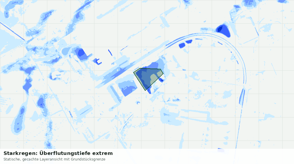 Statische Kartenansicht: Starkregen: Überflutungstiefe extrem