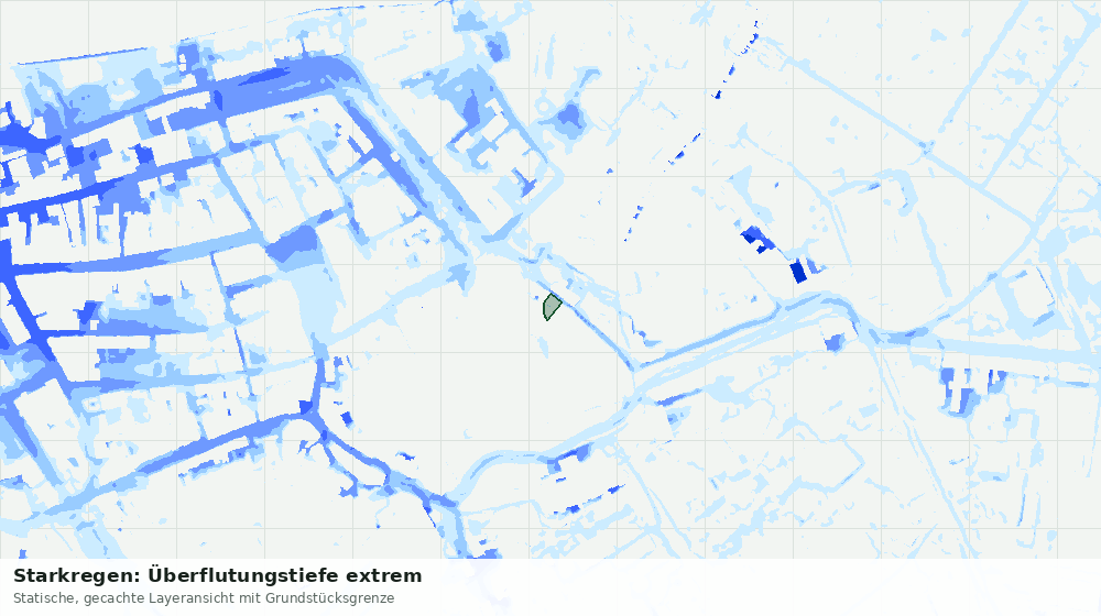 Statische Kartenansicht: Starkregen: Überflutungstiefe extrem