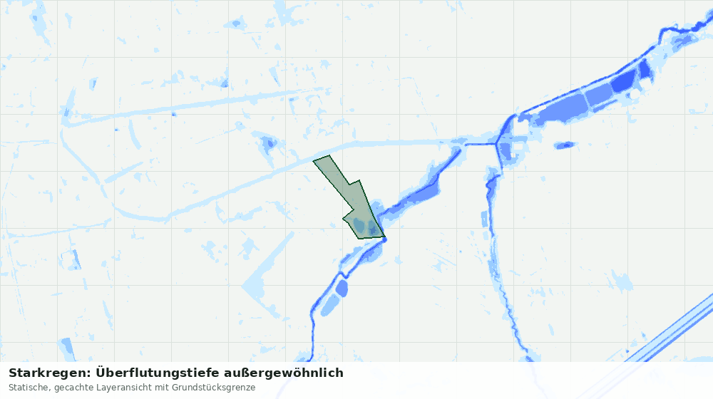 Statische Kartenansicht: Starkregen: Überflutungstiefe außergewöhnlich