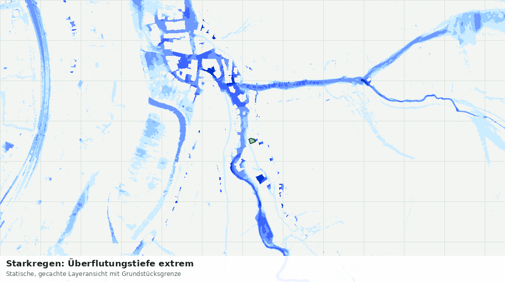 Statische Kartenansicht: Starkregen: Überflutungstiefe extrem