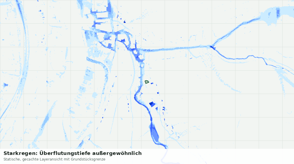 Statische Kartenansicht: Starkregen: Überflutungstiefe außergewöhnlich