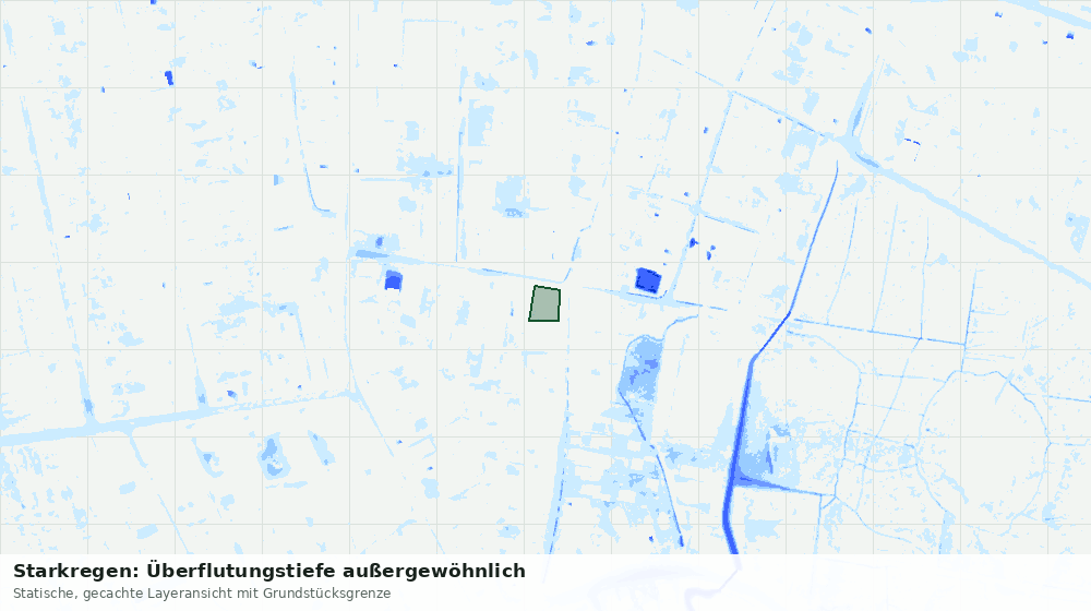 Statische Kartenansicht: Starkregen: Überflutungstiefe außergewöhnlich