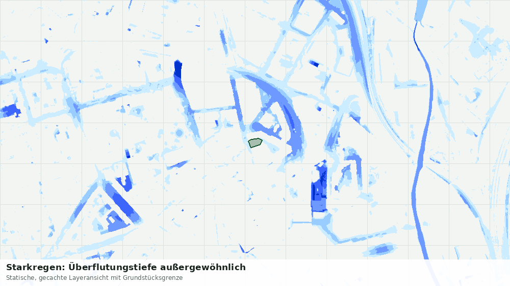 Statische Kartenansicht: Starkregen: Überflutungstiefe außergewöhnlich