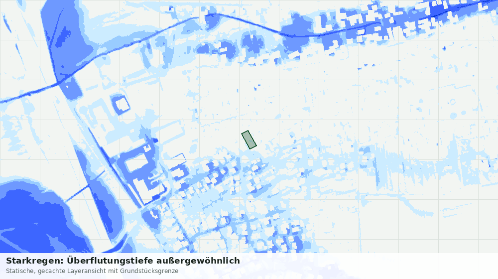 Statische Kartenansicht: Starkregen: Überflutungstiefe außergewöhnlich