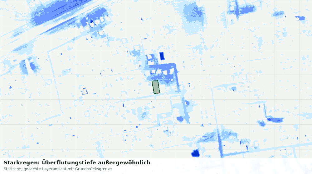 Statische Kartenansicht: Starkregen: Überflutungstiefe außergewöhnlich