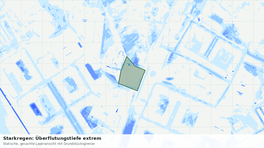 Statische Kartenansicht: Starkregen: Überflutungstiefe extrem