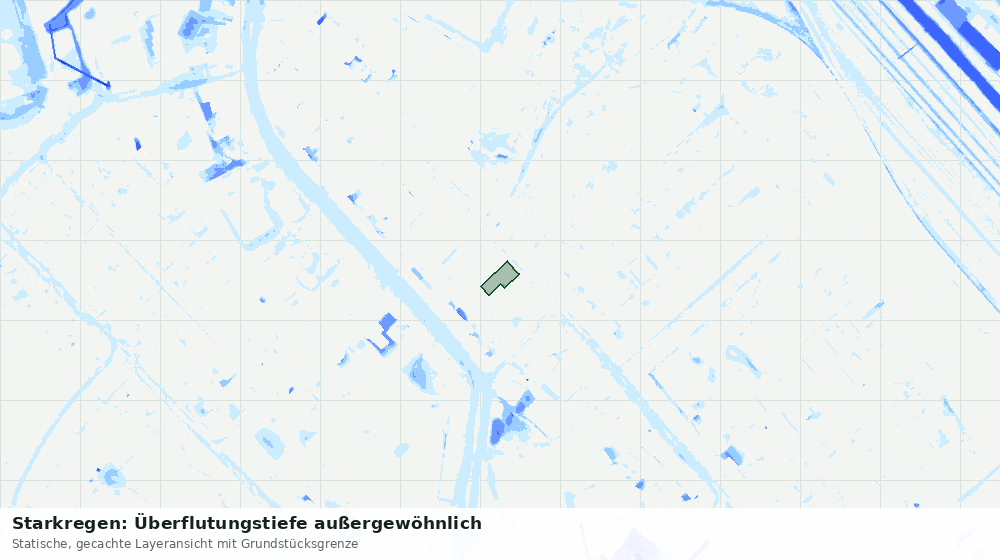 Statische Kartenansicht: Starkregen: Überflutungstiefe außergewöhnlich