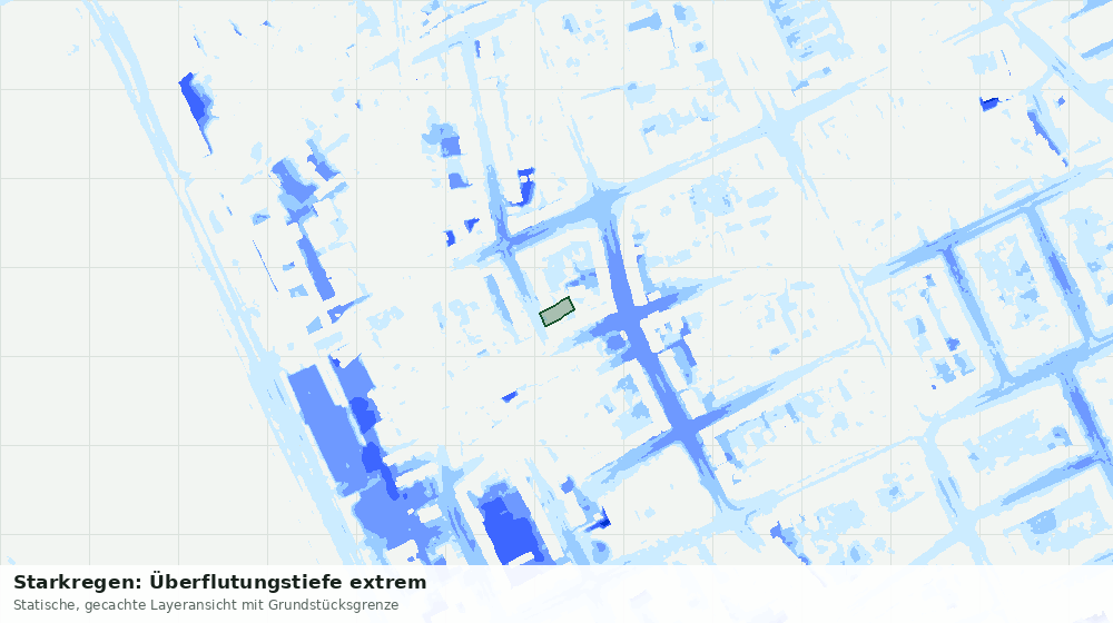 Statische Kartenansicht: Starkregen: Überflutungstiefe extrem