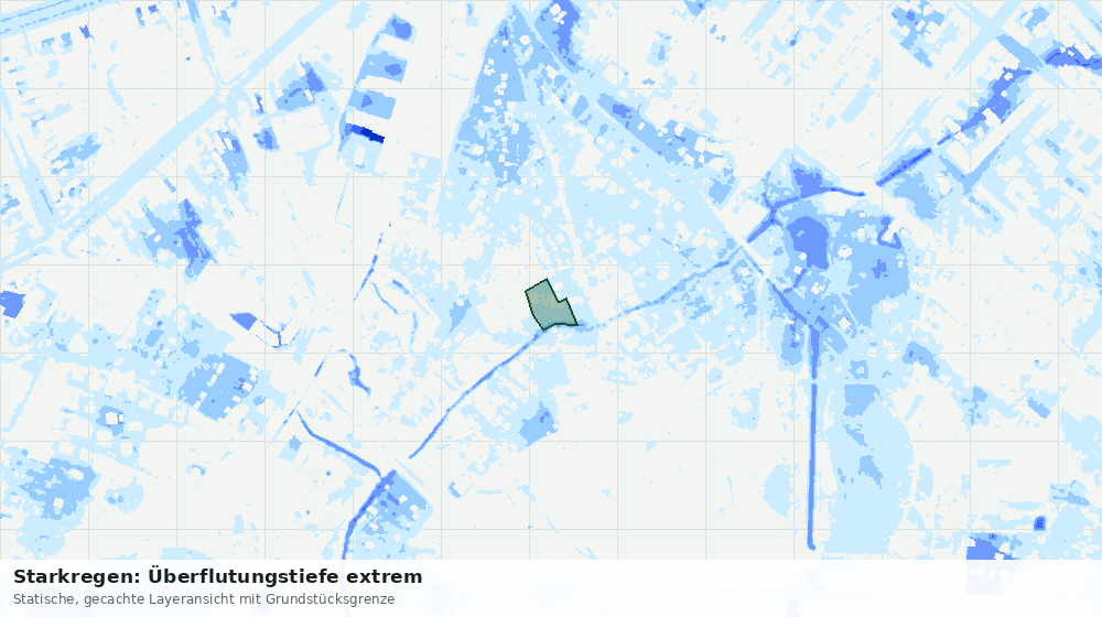 Statische Kartenansicht: Starkregen: Überflutungstiefe extrem