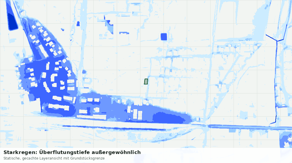 Statische Kartenansicht: Starkregen: Überflutungstiefe außergewöhnlich