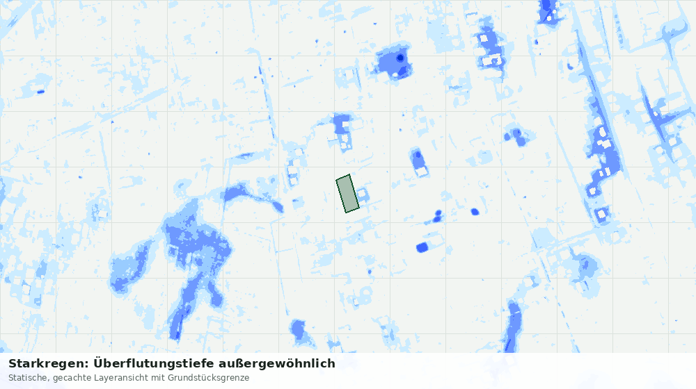 Statische Kartenansicht: Starkregen: Überflutungstiefe außergewöhnlich