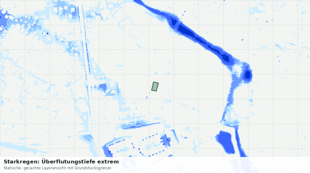 Statische Kartenansicht: Starkregen: Überflutungstiefe extrem