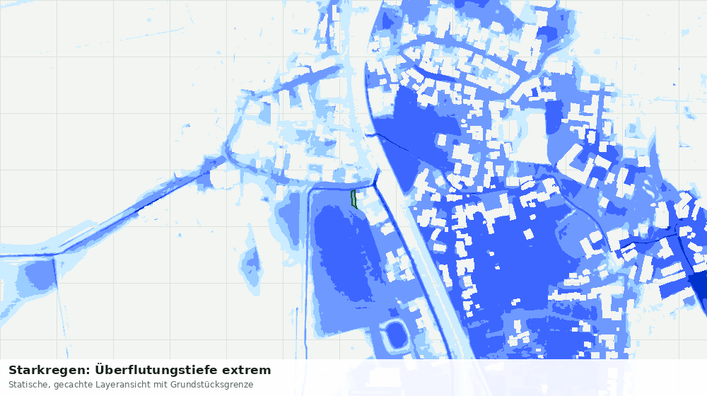 Statische Kartenansicht: Starkregen: Überflutungstiefe extrem