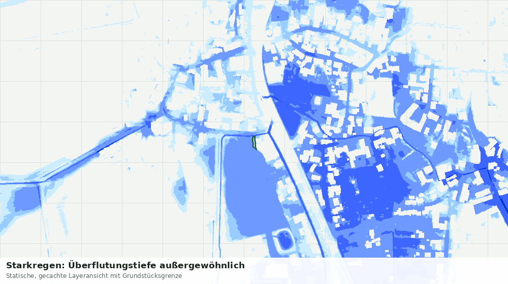 Statische Kartenansicht: Starkregen: Überflutungstiefe außergewöhnlich