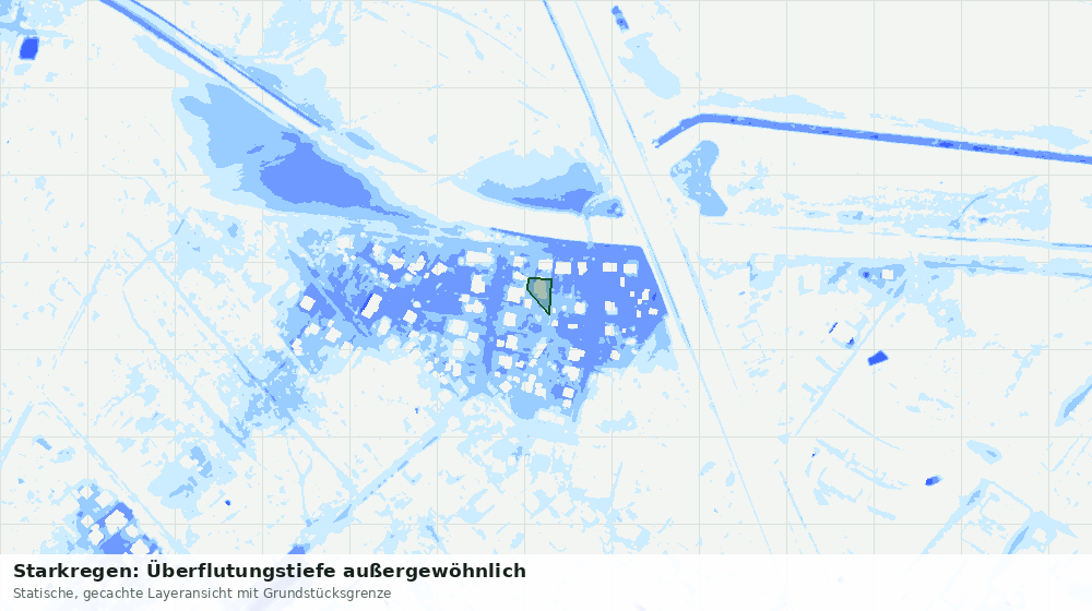 Statische Kartenansicht: Starkregen: Überflutungstiefe außergewöhnlich