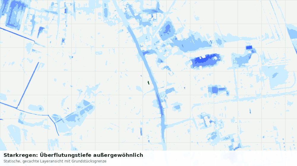 Statische Kartenansicht: Starkregen: Überflutungstiefe außergewöhnlich