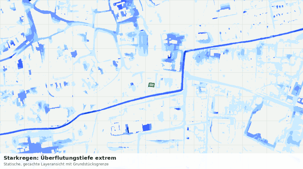 Statische Kartenansicht: Starkregen: Überflutungstiefe extrem