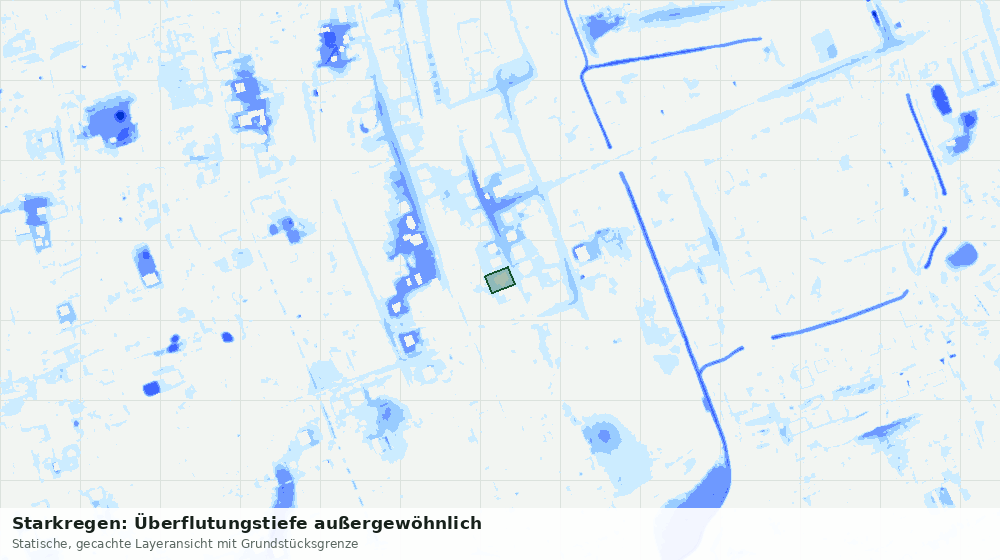 Statische Kartenansicht: Starkregen: Überflutungstiefe außergewöhnlich