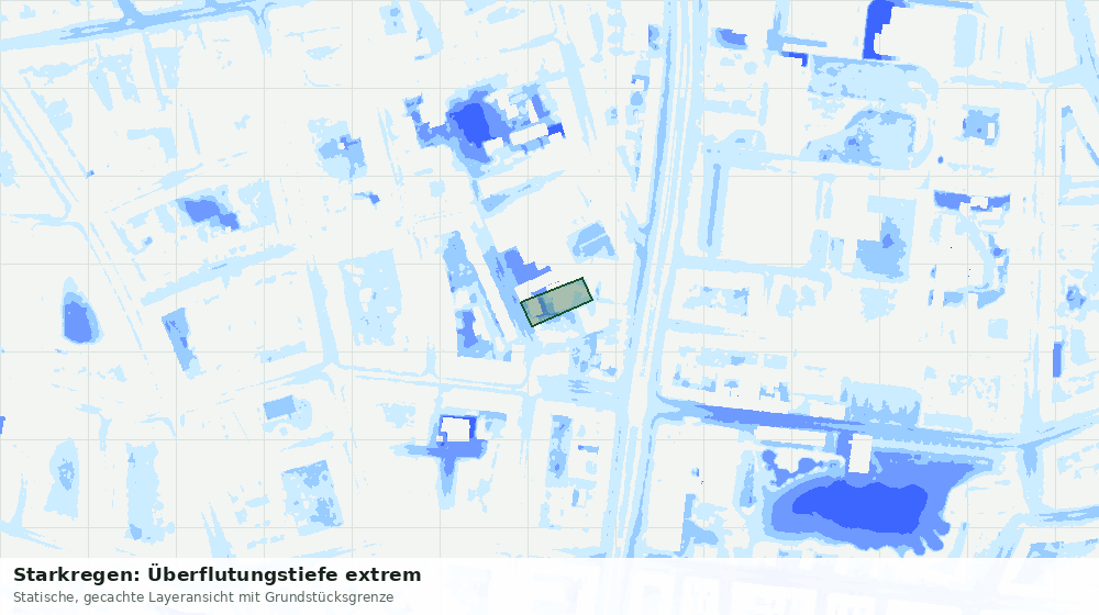 Statische Kartenansicht: Starkregen: Überflutungstiefe extrem