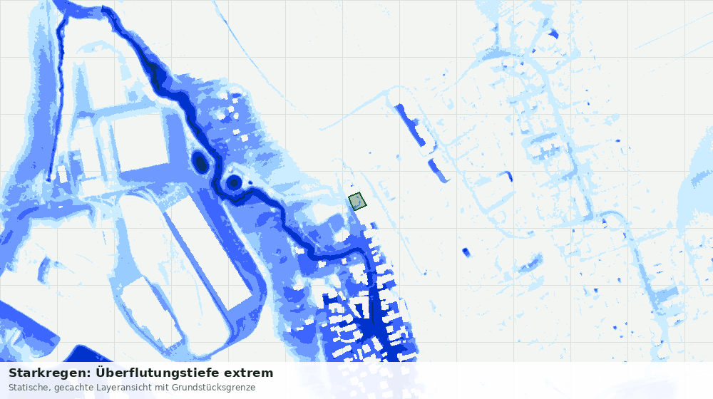 Statische Kartenansicht: Starkregen: Überflutungstiefe extrem