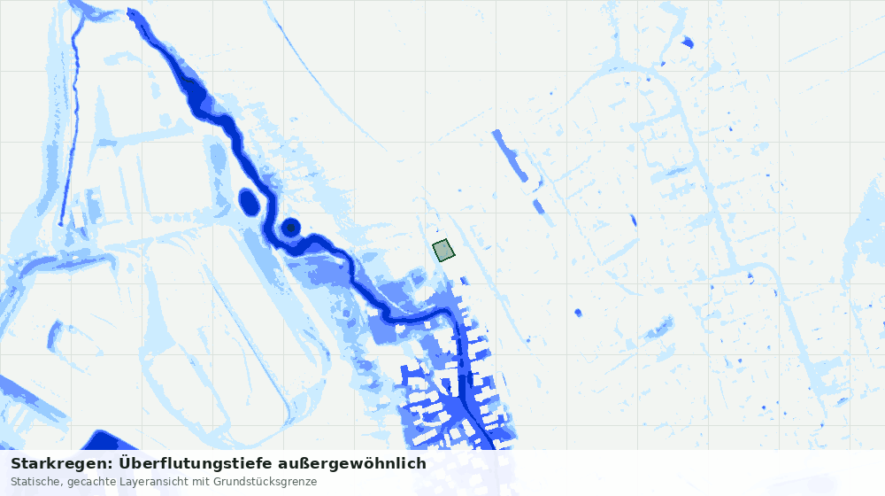 Statische Kartenansicht: Starkregen: Überflutungstiefe außergewöhnlich