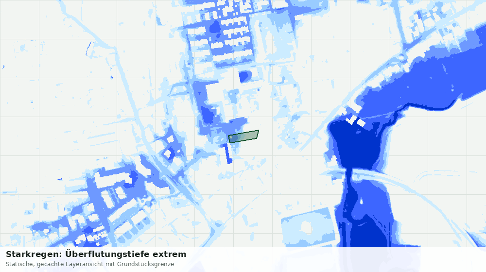 Statische Kartenansicht: Starkregen: Überflutungstiefe extrem