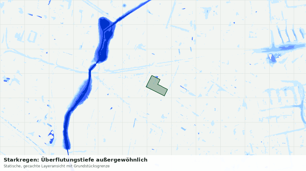 Statische Kartenansicht: Starkregen: Überflutungstiefe außergewöhnlich