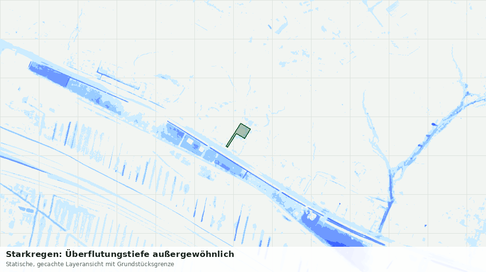 Statische Kartenansicht: Starkregen: Überflutungstiefe außergewöhnlich