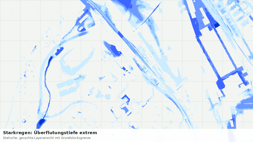 Statische Kartenansicht: Starkregen: Überflutungstiefe extrem