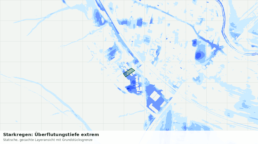 Statische Kartenansicht: Starkregen: Überflutungstiefe extrem