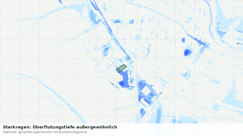 Statische Kartenansicht: Starkregen: Überflutungstiefe außergewöhnlich