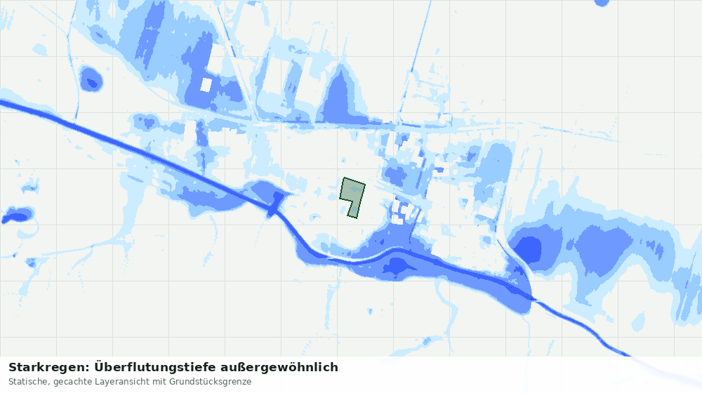 Statische Kartenansicht: Starkregen: Überflutungstiefe außergewöhnlich