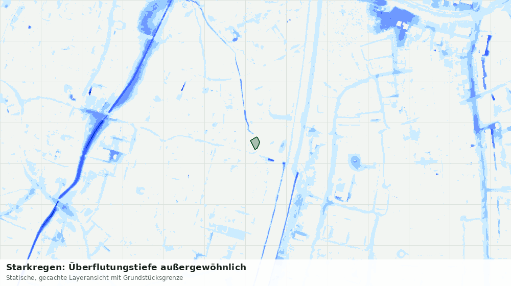 Statische Kartenansicht: Starkregen: Überflutungstiefe außergewöhnlich