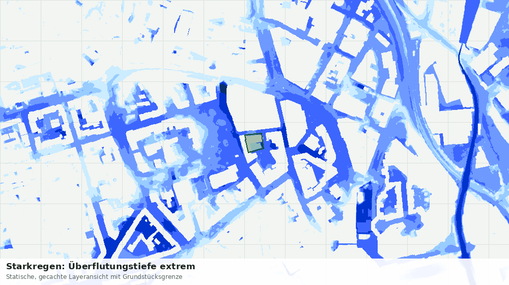 Statische Kartenansicht: Starkregen: Überflutungstiefe extrem