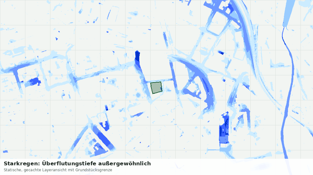 Statische Kartenansicht: Starkregen: Überflutungstiefe außergewöhnlich