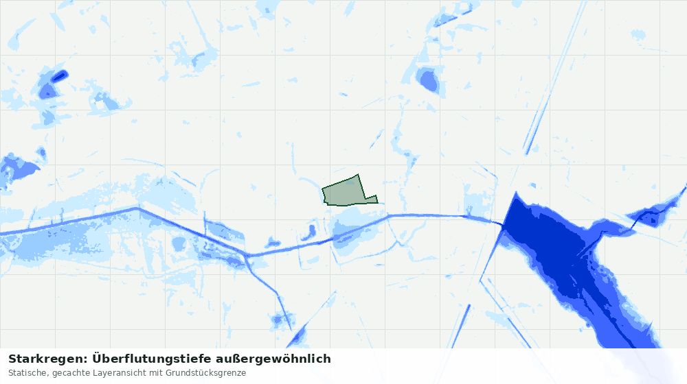 Statische Kartenansicht: Starkregen: Überflutungstiefe außergewöhnlich