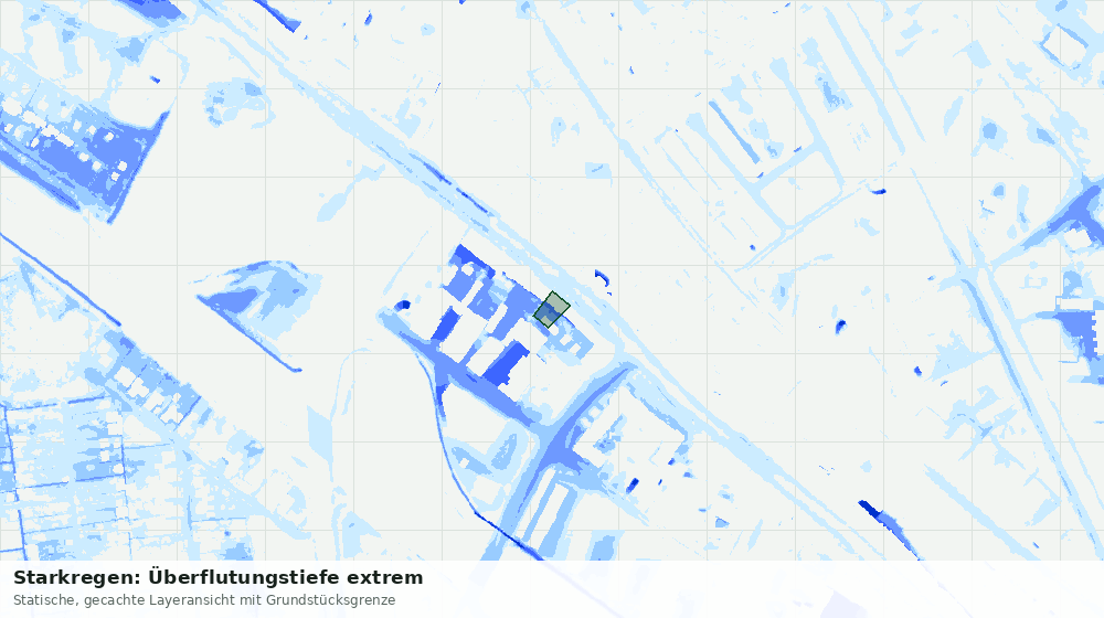Statische Kartenansicht: Starkregen: Überflutungstiefe extrem