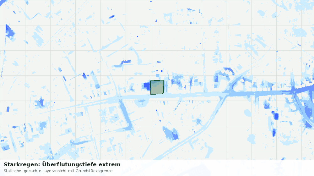 Statische Kartenansicht: Starkregen: Überflutungstiefe extrem