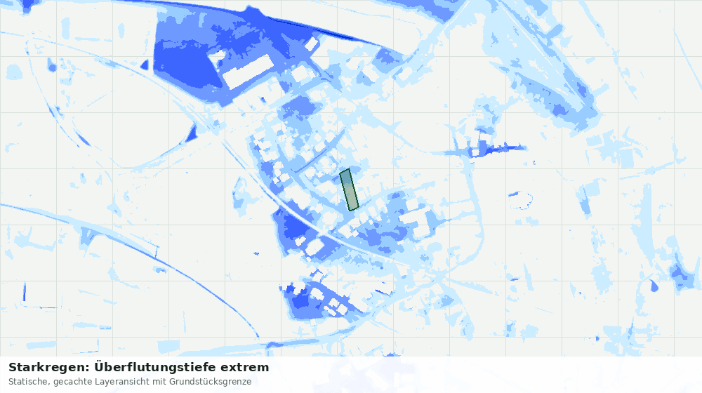 Statische Kartenansicht: Starkregen: Überflutungstiefe extrem