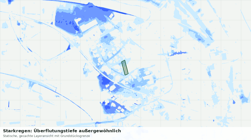 Statische Kartenansicht: Starkregen: Überflutungstiefe außergewöhnlich