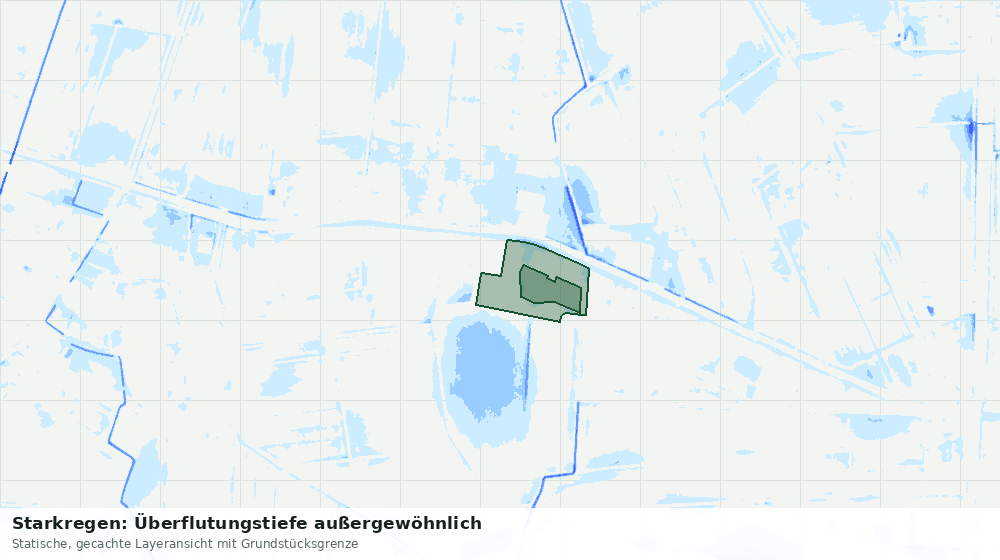 Statische Kartenansicht: Starkregen: Überflutungstiefe außergewöhnlich